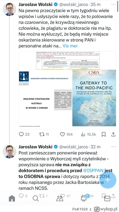 PsK1928 - Wolski wprost krytykuje (póki co)dr. Bartosiaka na Twitterze. Do tej pory m...