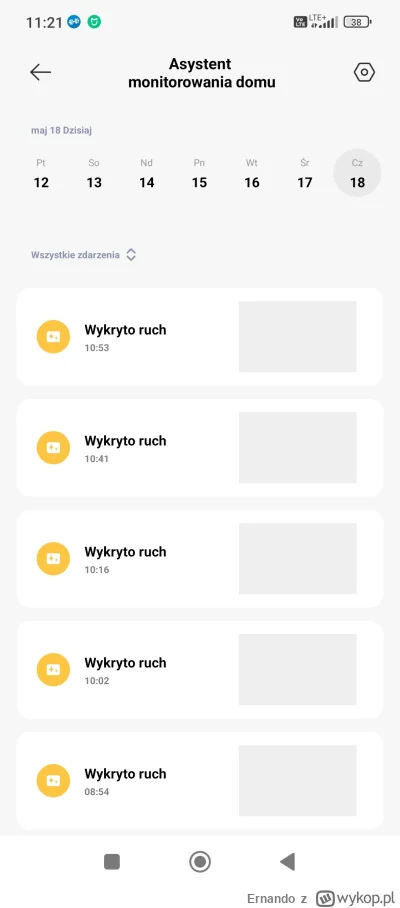 Ernando - Kamerka Xiaomi Mi home Security 360, nie wczytuje mi się podgląd na alarmy ...