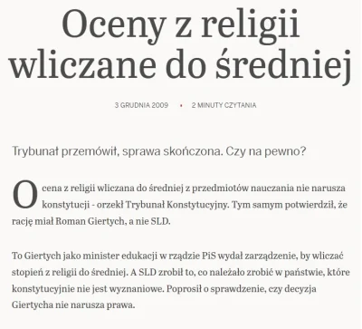 rolnik_wykopowy - Przypominam, że religia była wliczana do średniej przez nowego wyko...