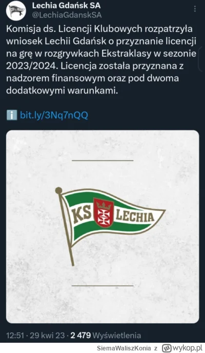 SiemaWaliszKonia - BRAWO!! KIBICE Z GDAŃSKA MOGĄ ŚWIĘTOWAĆ, LECHIA DOSTAŁA LICENCJĘ!!...