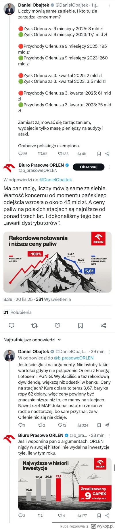 kuba-rozpruwa - Ciekawa wymiana zdań między łysą pałą a Orlenem.

Jednakże tylko zast...