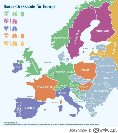 JoeShmoe - Strój obowiązujący w saunie w poszczególnych krajach Europy. 

#mapporn #c...