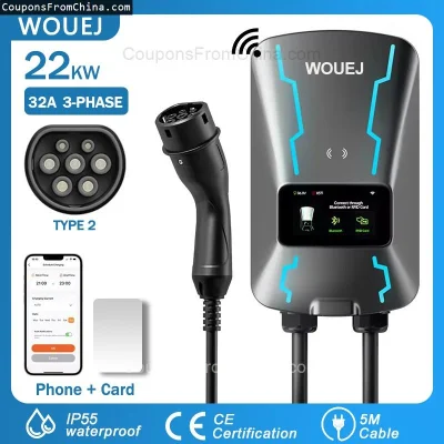 n____S - ❗ WOUEJ EV Charging Station Type 2 22kW 32A 1 Phase Electric Car Charger Wal...