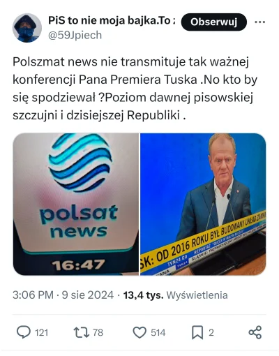 Olek3366 - #polityka #bekazlewactwa #bekazpodludzi 
Ahh ten pisowski Polsat xddd