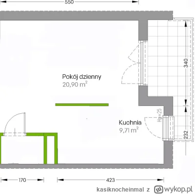 kasiknocheinmal - W jaki sposób zagospodarowalibyście taką przestrzeń, salon+kuchnia?...