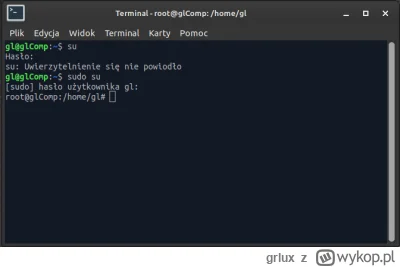 grlux - na kłopoty z su polecam sudo su
#linux #heheszki #humorinformatykow