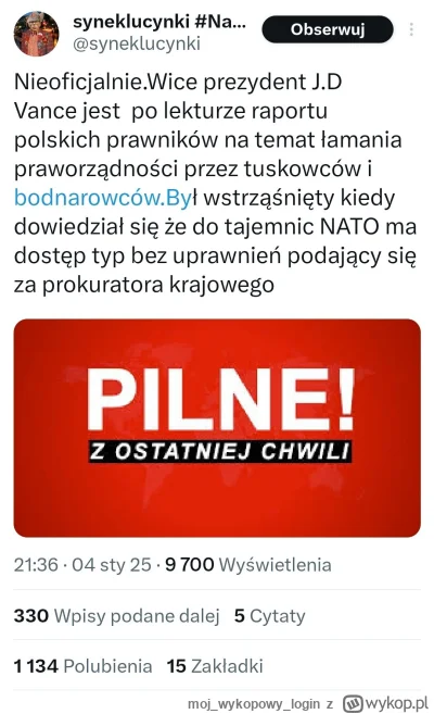 mojwykopowylogin - Miałem zaglogoswac na Mencena i w drugiej na Nawrockiego.
Jednak n...