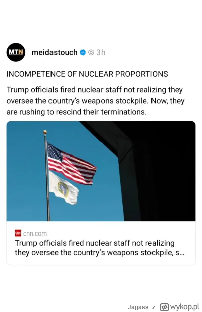 Jagass - "W piątek urzędnicy Narodowej Administracji Bezpieczeństwa Jądrowego próbowa...