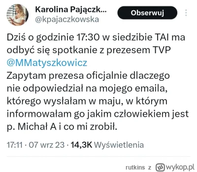 rutkins - #tvpis

Zaczyna się wyciągnie brudów. Podoba mi się to. Ciekawe czy pójdzie...