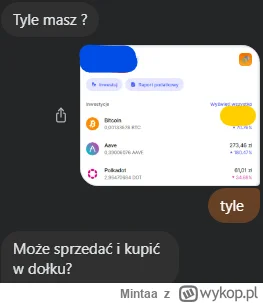 Mintaa - Wysłałem żonie ile mam BTC i ile to jest warte.

Jej odpowiedź mnie zastanaw...
