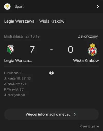 Matias - @Tymczas0wy: z trybun to mecz z Wisłą, ale tego festiwalu bramek z Borussia ...