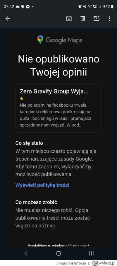 programista15cm - Opinie google kompletnie zablokowały możliwość wystawawienia negaty...