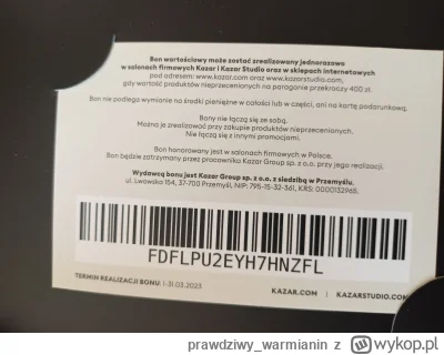 prawdziwy_warmianin - Znalazłem jakiś bon do sklepu #kazar może komuś się przyda