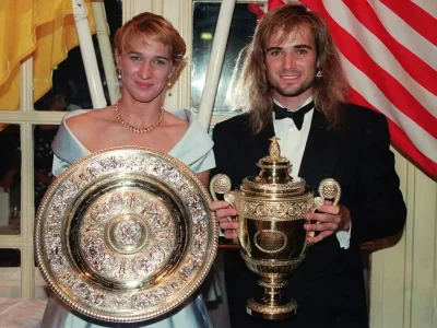 czykoniemnieslysza - Zwycięzcy Wimbledonu 1992, Steffi Graf i Andre Agassi

#tenis