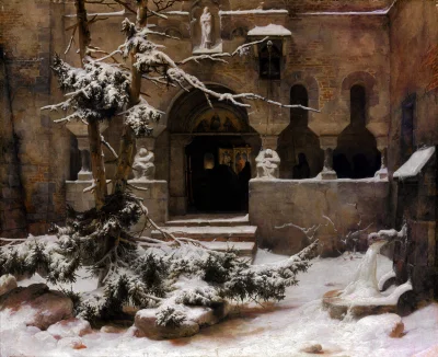 wfyokyga - Carl Friedrich Lessing - Klosterhof im Schnee