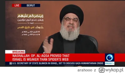 arahooo - #wojna #hezbollah #izrael Nasrallah: "Operacja Al-Aqsa udowodniła, że Izrae...