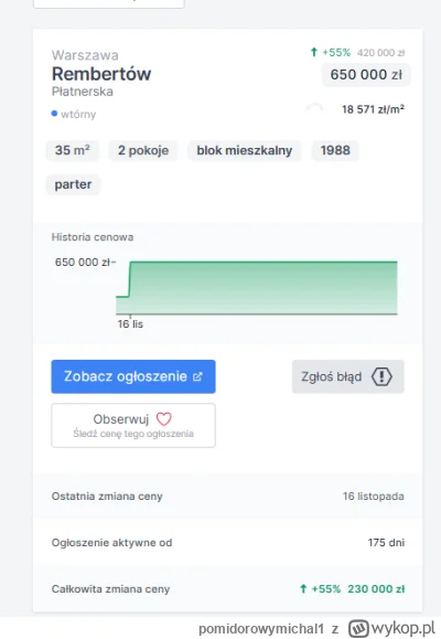 pomidorowymichal1 - @PanieAreczku: 175 dni wisiało aż musiał cene podniesc ( ͡° ͜ʖ ͡°...