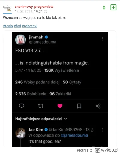 PiotrFr - @anonimowy_programista: aha xD
Czyli taki manewr jest spoko, bo przecież mó...