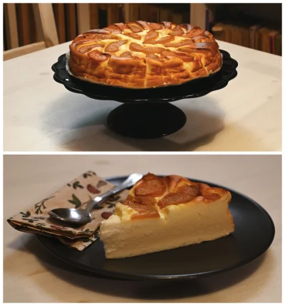 Zmorka - melduję, że sernik wyszedł, co prawda brzoskwinie trochę go przytłoczyły i b...