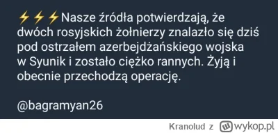 Kranolud - Ormianie twierdzą, że 2 rosyjskich żołnierzy znalazło się dzisiaj pod azer...