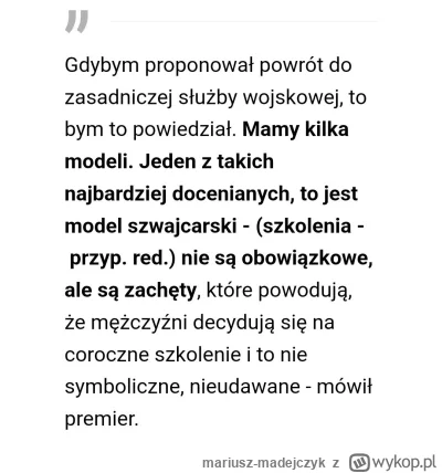 mariusz-madejczyk - Przecież powrót do obowiązkowego poboru byłby politycznym samobój...