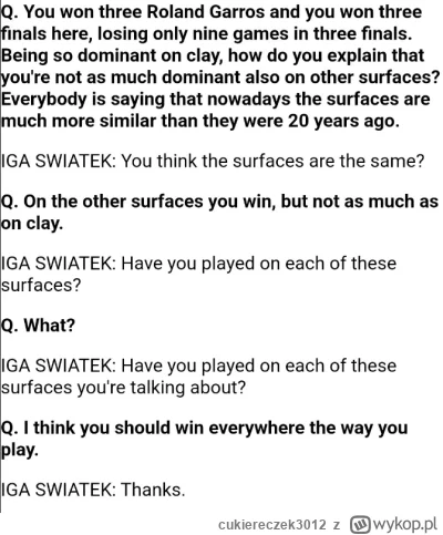 cukiereczek3012 - te pytania "dziennikarzy" są coraz śmieszniejsze XD
#tenis