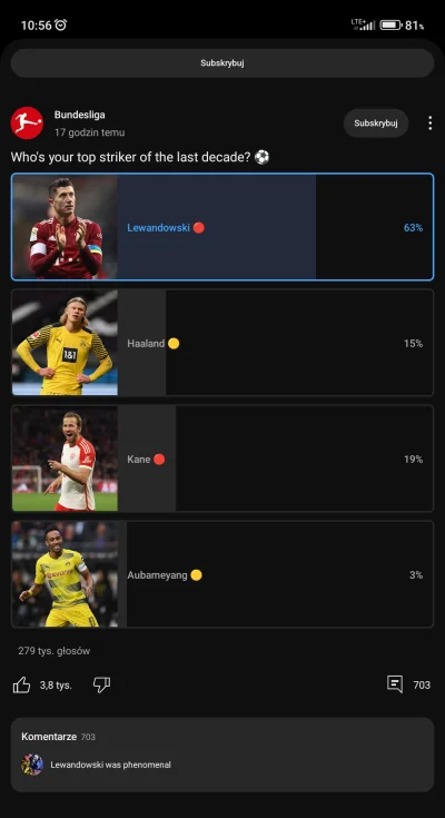 maateusz123 - #mecz #pilkanozna #reprezentacja
Ankieta profilu Bundesligi na youtubie...