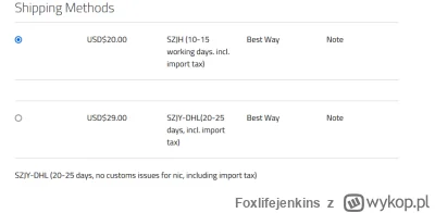 Foxlifejenkins - @ToCoIdziemy: To jest do Polski? Ja mam 20$