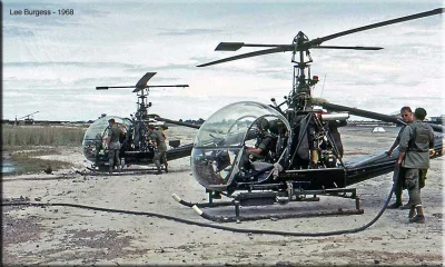 Corvus_Frugilagus - Śmigłowce Hiller OH-23 Raven, należące do US Army, Wietnam 1968 r...