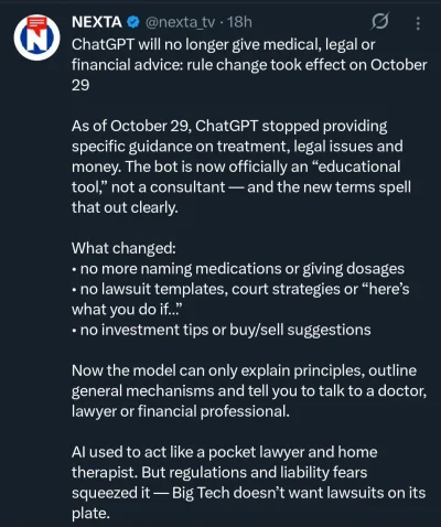 LadySandra - #ai #sztucznainteligencja #chatgpt #openai

Cenzury ChatGPT ciąg dalszy....