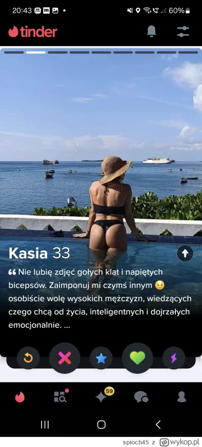 spioch45 - #tinder#redpill#przegryw 
 Nie lubi golych klat jednak sama wstawia zdjęci...