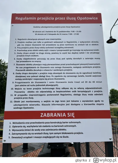 gbyrka - Regulamin i godziny otwarcia