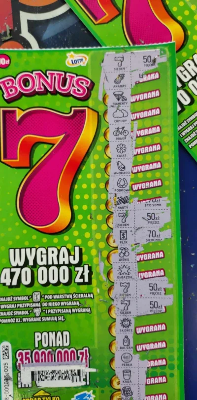 kulukaj - @Nutaharion: dzięki bingo 3 zdrapki 7. Jedna z 10zl 50zl druga z 10zl 470zl...