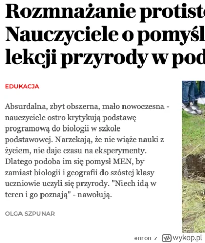 enron - Od kiedy moje dzieci poszły do 4 klasy, w której pojawiły się już dodatkowe p...