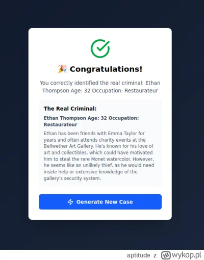 aptitude - @aptitude:Czyli miał pomocnika? W sumie moja gra tylko jednego sprawcy szu...