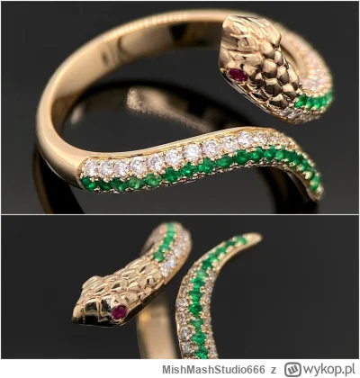 MishMashStudio666 - Pierścionek na wzór węża albo wąż na wzór pierścionka. Idealny pr...