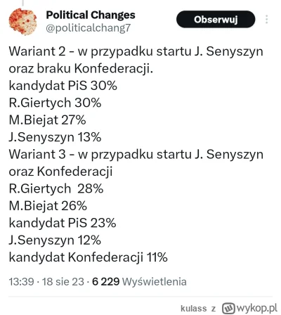 kulass - @Kryspin013: a tu taka ciekawostka, zrobili ostanio sondaż czy romuś ma szan...