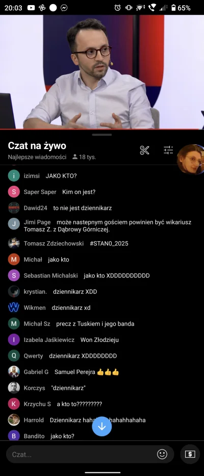 msichal - Pereira mówi w pierwszej minucie "jako dziennikarz"
meanwhile chat:
#tvpinf...