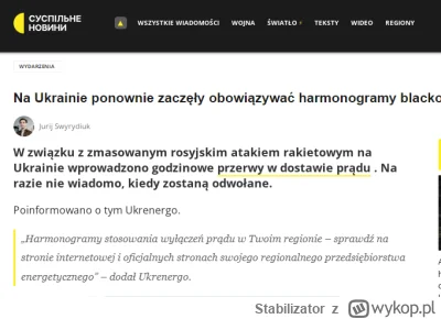 Stabilizator - @Grooveer:   oj bardzo ciężka  ukrainska infrastruktura energetyczna m...