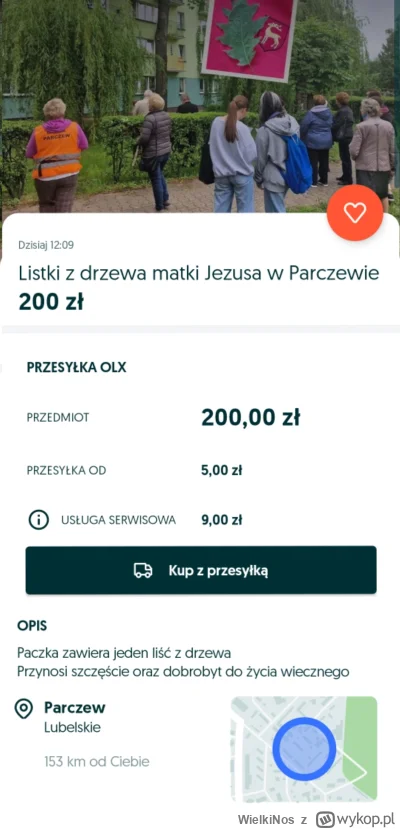 WielkiNos - Liść z drzewa w Parczewie już po 200 zł stoi.

#olx #parczew #bekazkatoli...