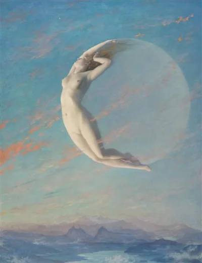 7609 - #malarstwo Albert Aublet "Selene", 1880,  Impressionism, Academicism, nude pai...