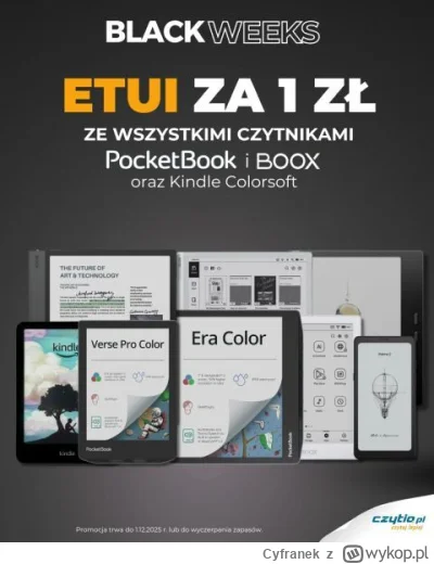Cyfranek - Większość czytników i notatników marki PocketBook oraz Onyx Boox można ter...