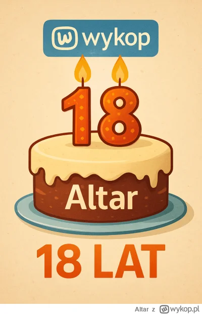 Altar - Hurra! Dzisiaj moje konto na Wykopie oficjalnie stało się pełnoletnie. Przeży...
