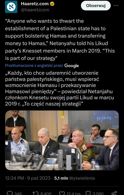 quantumjoe - 4 lata temu Bibi przepowiadał, że wzmacnianie Hamasu udaremni upaństwowi...
