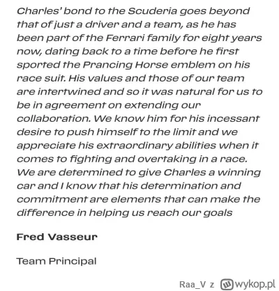 RaaV - @RaaV: 
Ferrari niebawem potwierdzi nowy, 5letni kontrakt Charlesa. To oznacza...