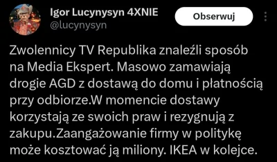 niochland - Warto wspomnieć, że Media Expert jest polską firmą, więc TV Republika z t...