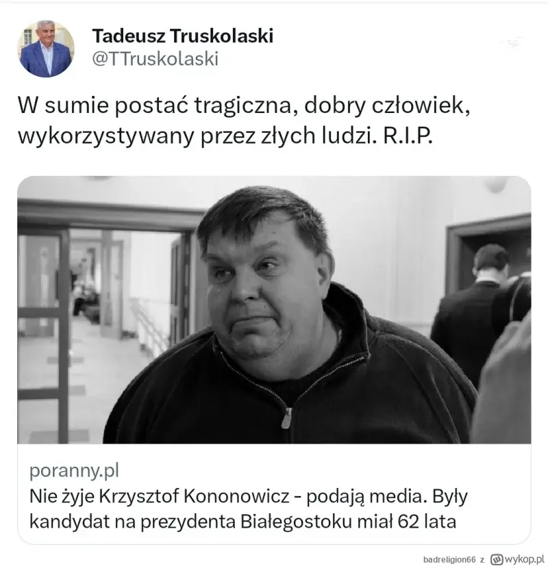sabboko2 - #kononowicz Z Truskolaskiego musialo zejść ciśnienie że właśnie odszedł je...