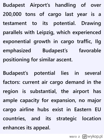 waro - Budapeszt już teraz przerabia więcej cargo od Warszawy i ma ambicje dogonienia...