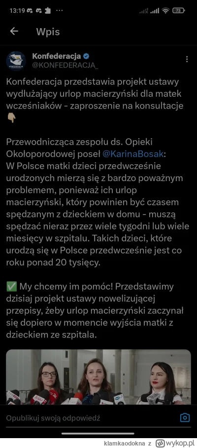 klamkaodokna - WCz. Karyna Bosak "w końcu" wyszła z szafy i od razu z postulatem posz...