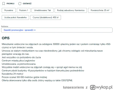 lunaexoriens - Mirunie, trafiłem na jakąś super ofertę. Płacę raz 30k odstępnego, pot...